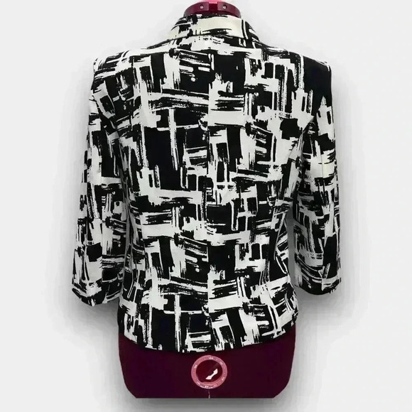 STUDIO POINT 3/4‎ sleeve ladies button down blazer white/black size 14 - Picture 4 of 12